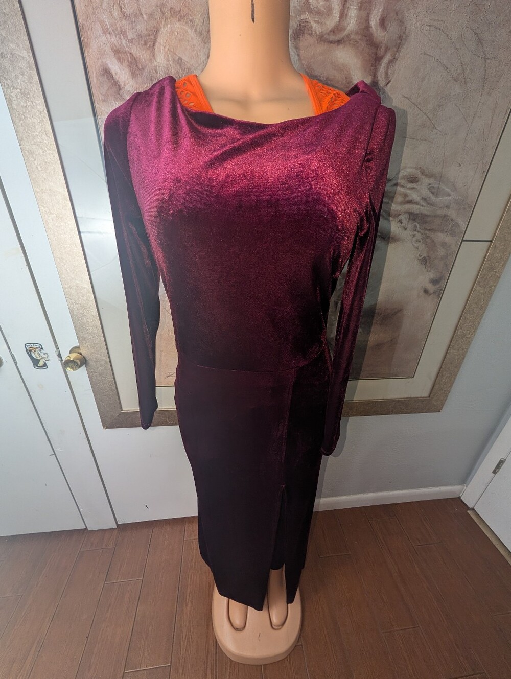 Rebecca B. Velvet Maxi Gown Evenings Dress Burgundy Plum Size 10